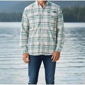 Columbia PFG Super Bahama Shirt Men's XL Plaid Long Sleeve Omni-Shade UPF 30